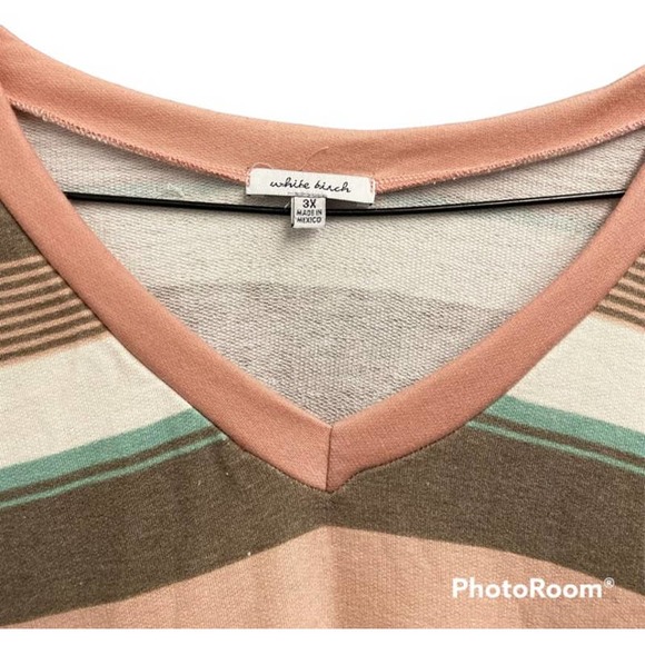 White Birch Super Soft V-Neck Long Sleeve Top, Sz 3X - Picture 2 of 6